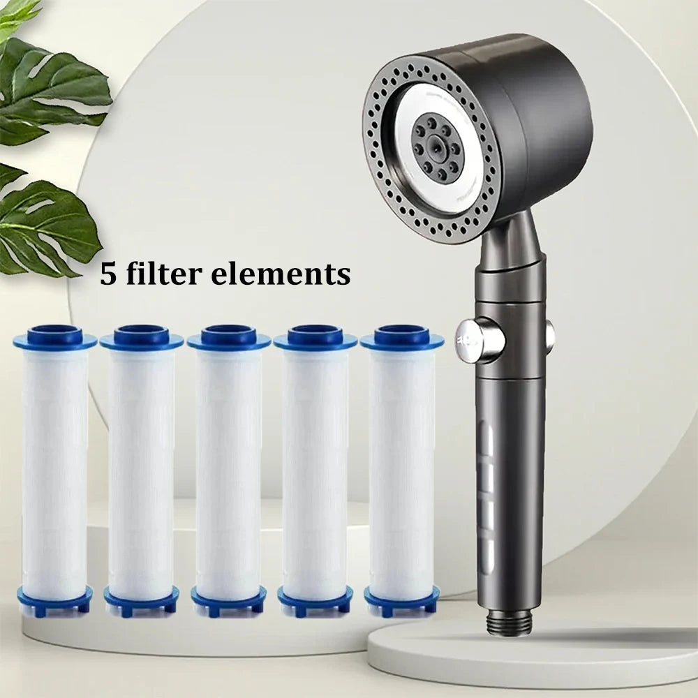 High-Pressure 5-Mode Handheld Shower Head with Smart Pause & Filtration System | Water-Saving Bathroom Essential Set
