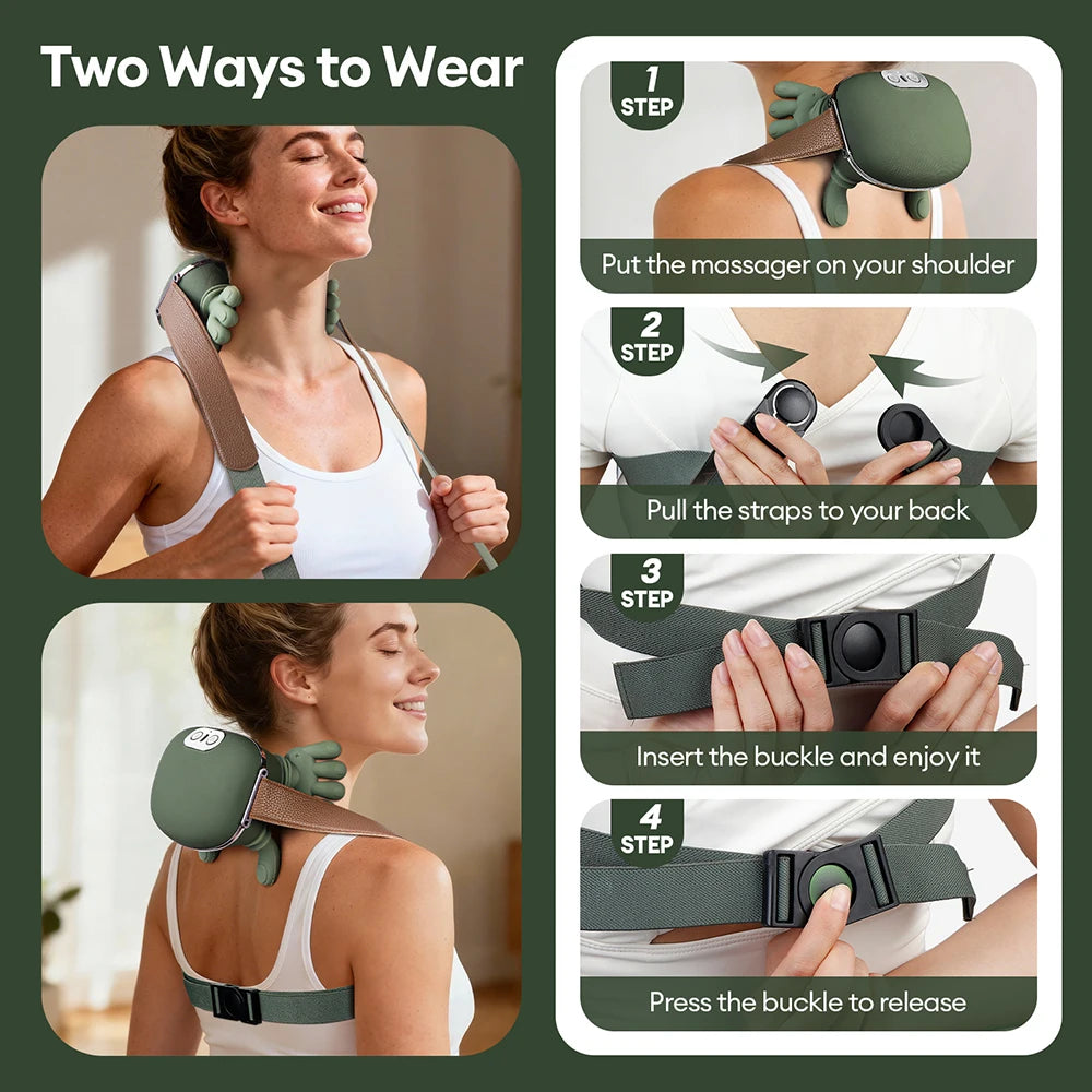 ZenTech 4D Bionic Neck & Shoulder Massager – Wireless Kneading for Cervical, Trapezius & Back with Brushless Motor & Heat Therapy