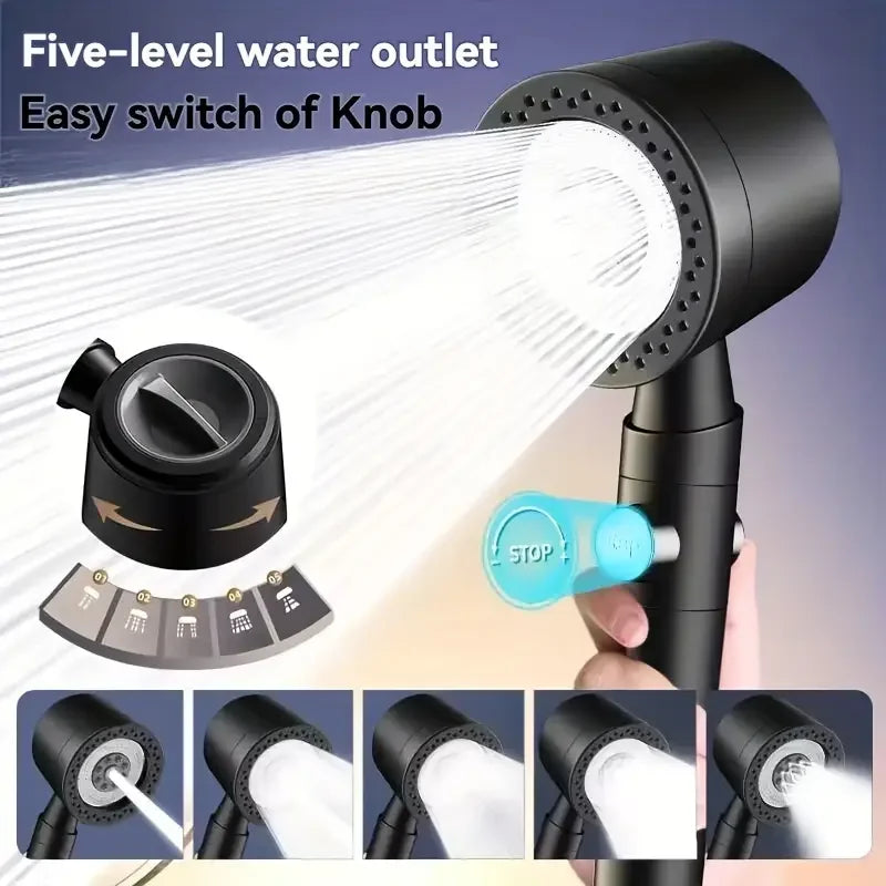 High-Pressure 5-Mode Handheld Shower Head with Smart Pause & Filtration System | Water-Saving Bathroom Essential Set