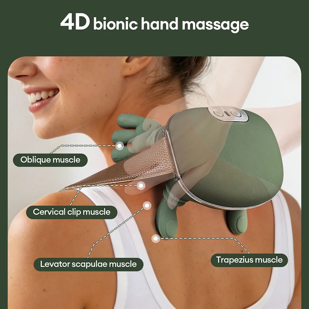ZenTech 4D Bionic Neck & Shoulder Massager – Wireless Kneading for Cervical, Trapezius & Back with Brushless Motor & Heat Therapy