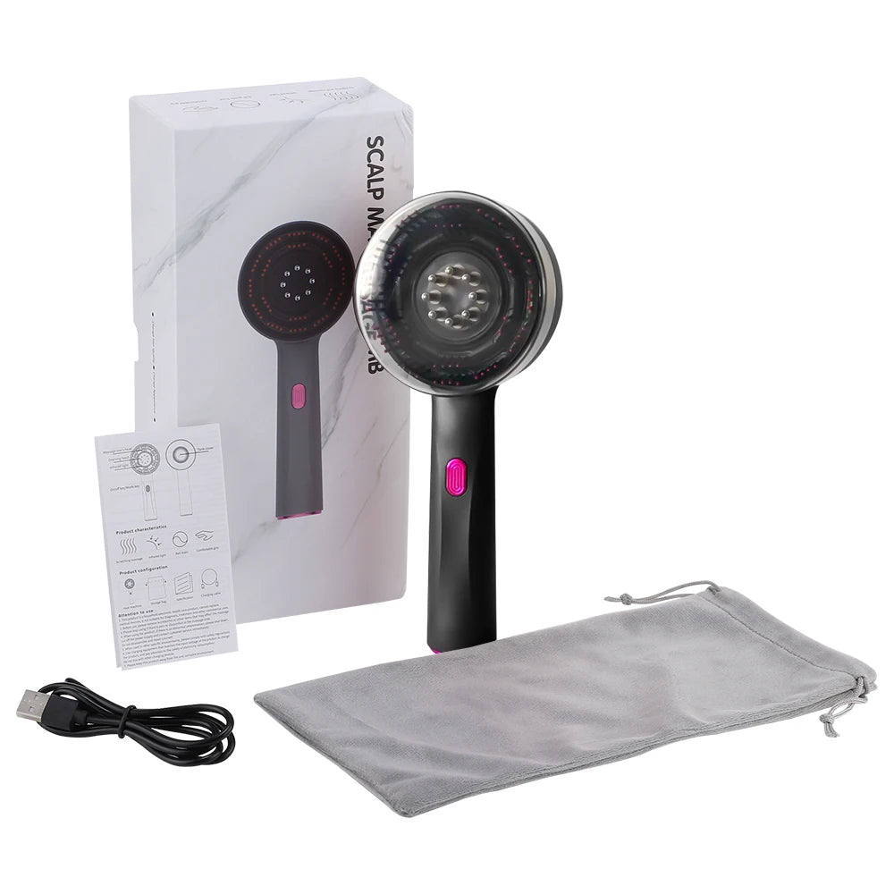 Electric Hair Growth Comb with Red Light Therapy | Vibrating Scalp Massager & Serum Applicator