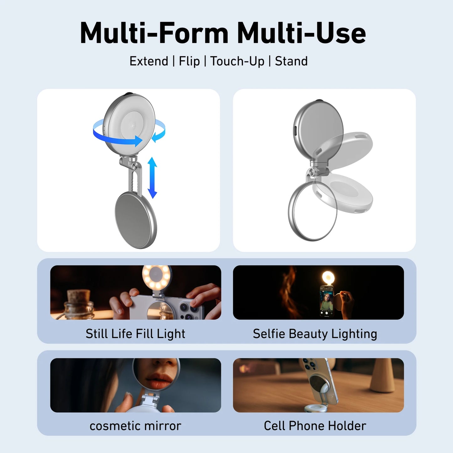 TELESIN Pro Magnetic Phone Camera Grip | Handheld Stabilizer with Dual Fill Light & Wireless Remote Control