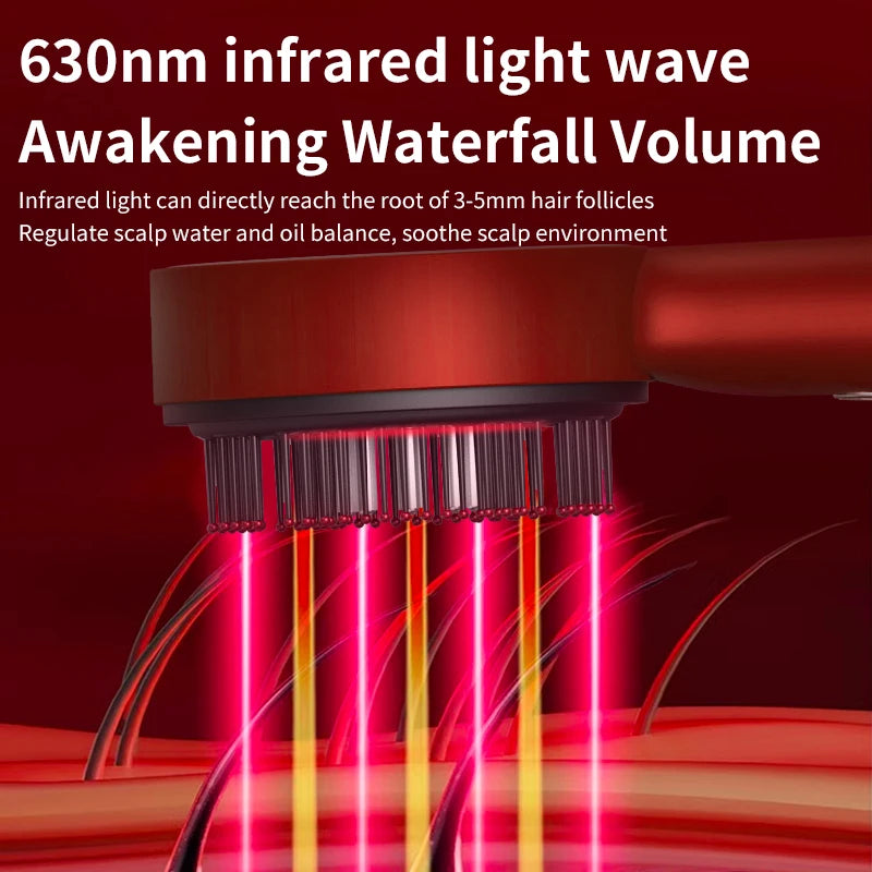 Electric Hair Growth Comb with Red Light Therapy | Vibrating Scalp Massager & Serum Applicator