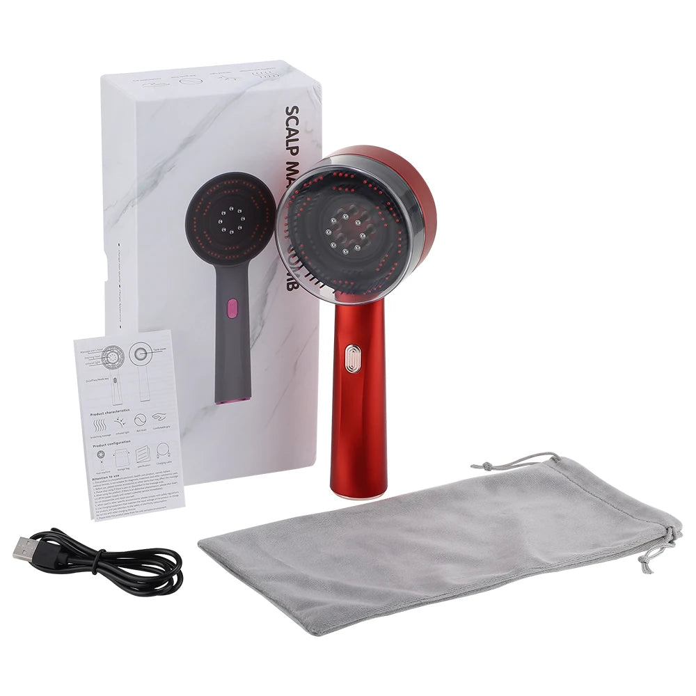 Electric Hair Growth Comb with Red Light Therapy | Vibrating Scalp Massager & Serum Applicator