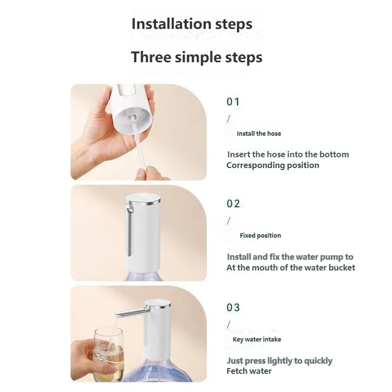 Electric Water Bottle Pump - Foldable, 1200mAh, USB-C, LED Display, 3 Quantitative Settings"