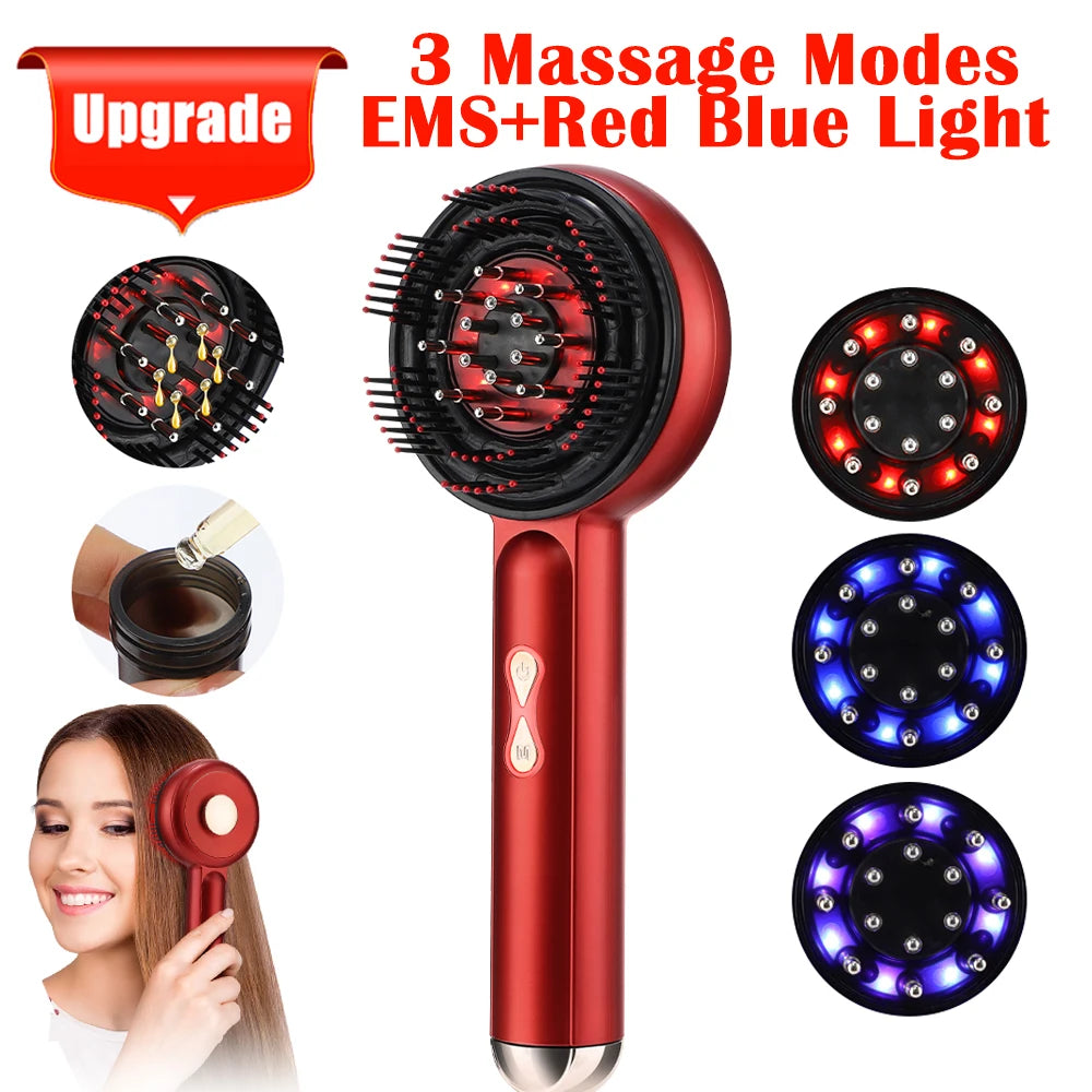 Electric Hair Growth Comb with Red Light Therapy | Vibrating Scalp Massager & Serum Applicator