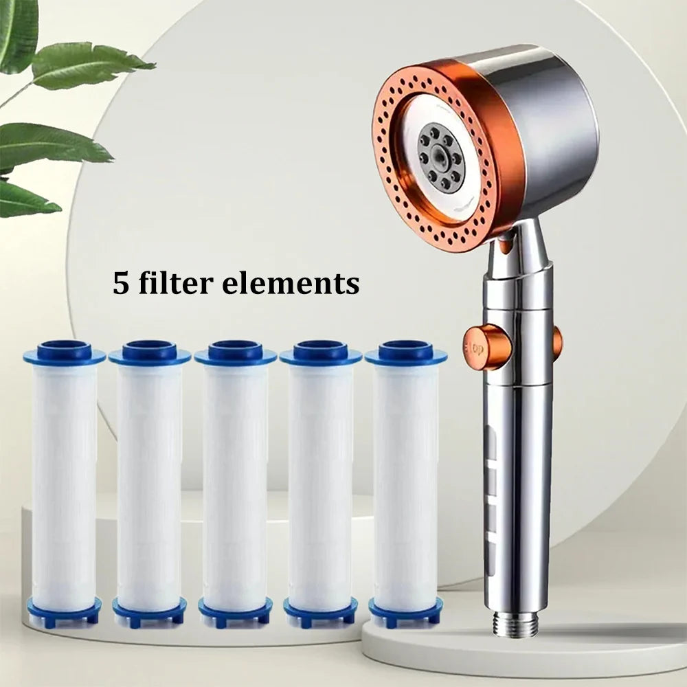 High-Pressure 5-Mode Handheld Shower Head with Smart Pause & Filtration System | Water-Saving Bathroom Essential Set