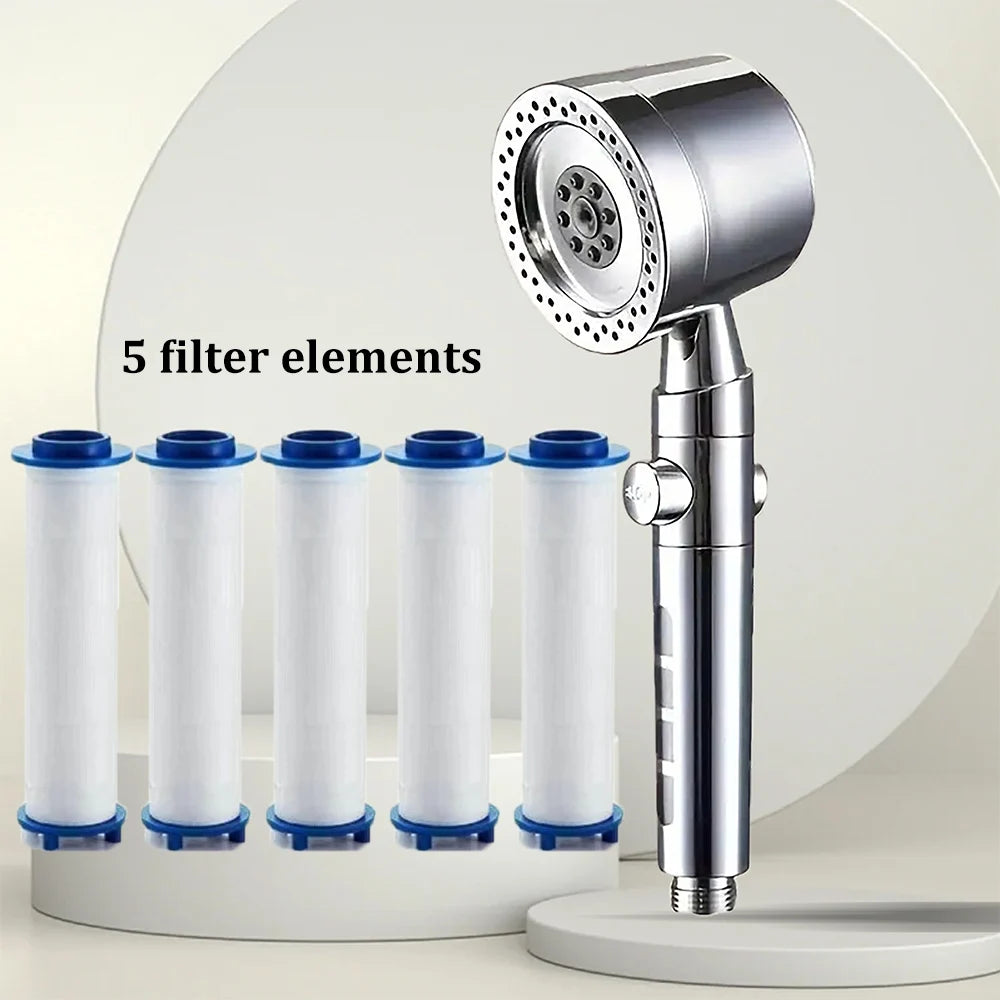 High-Pressure 5-Mode Handheld Shower Head with Smart Pause & Filtration System | Water-Saving Bathroom Essential Set
