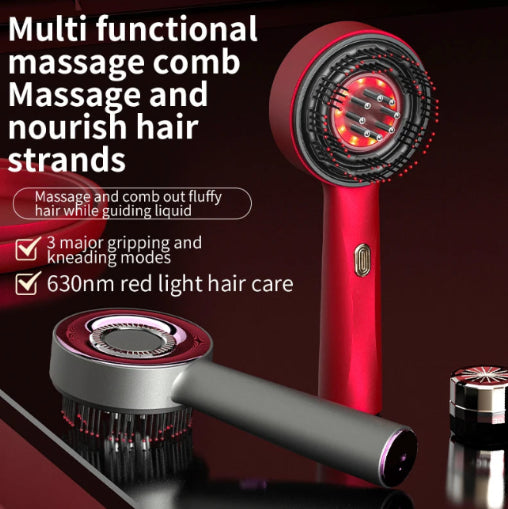 Electric Hair Growth Comb with Red Light Therapy | Vibrating Scalp Massager & Serum Applicator